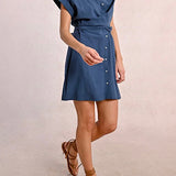 FINAL SALE: Tie Back Shirt Dress in Navy