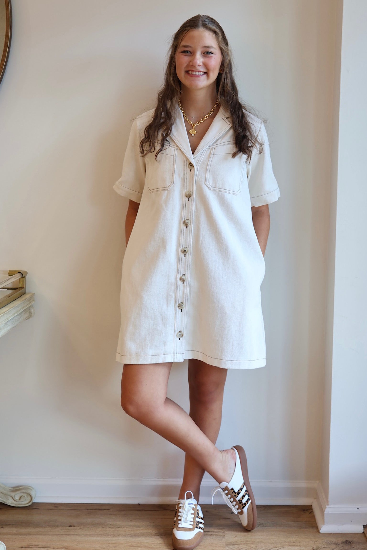 The Ecru Denim Dress with Pockets – Wonderfully Made Clothing Co