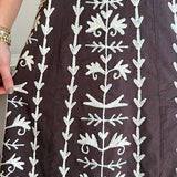 Madison Mathews Chocolate Brown and Off White Embroidered Skirt