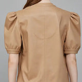 The Faux Leather Latte Top