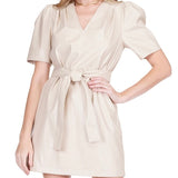 Jade Vegan Leather V-Neck Dress