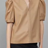 The Faux Leather Latte Top