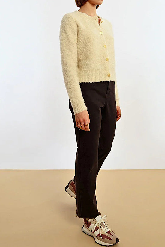 MB Boucle Knit Cardigan in Off White
