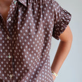 Geometric Diamond Print Top in Chocolate