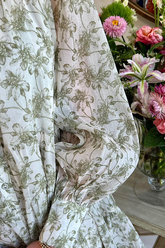 0 The Beatrice Dress in Green Floral