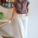 Geometric Diamond Print Top in Chocolate
