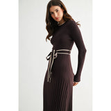 RIBBED MIDI SWEATER DRESS WITH BELT