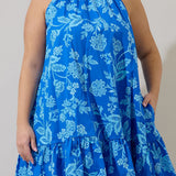 Della Halter Mini Dress in Blue