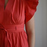 Flutter Sleeve Poplin Mini Dress