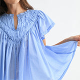 FLUTTER SLEEVE GATHERED NECK DETAIL BLOUSE