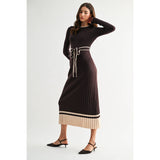 RIBBED MIDI SWEATER DRESS WITH BELT