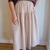 Gingham Tiered Maxi Skirt in Chocolate