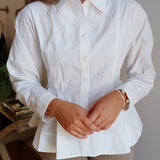 Peplum Hem Top in White
