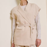 Esqualo Gilet Cross Strapped Blazer in Cream