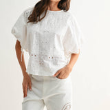 Embroidered White Cotton Blouse