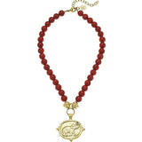 RESTOCKING: Susan Shaw Gold Elephant on Red Coral Necklace