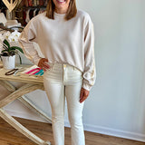 Esqualo Modal Top in Natural with Stud Detail