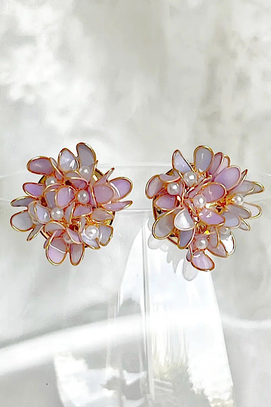 Lilac and Pink Hydrangea Earrings
