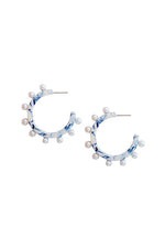 Blue and White Acrylic + Pearl Hoops