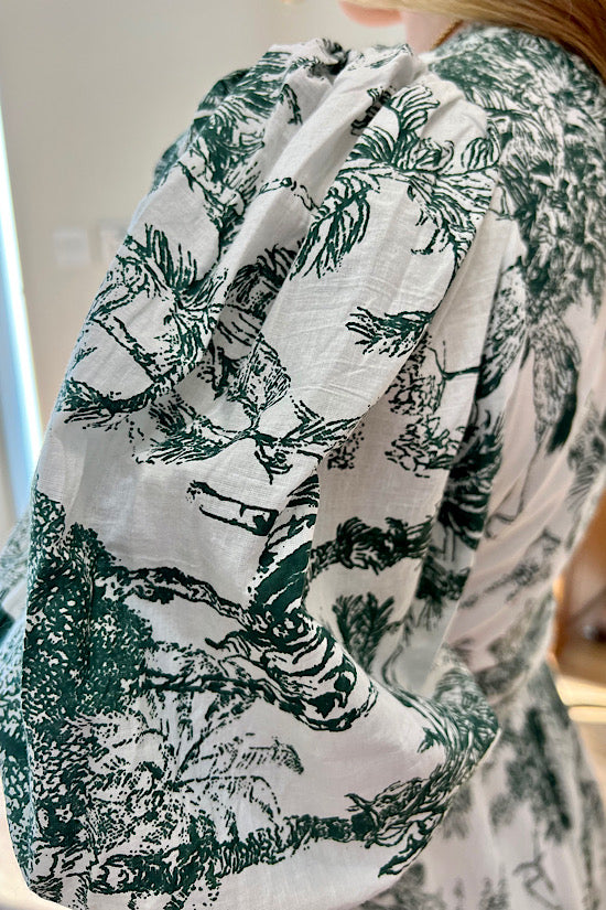 0 The Josephine Dress in Green Toile