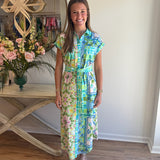 Alivia Willa Dress in Blue Floral Folk