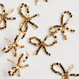 Mini Gold Beaded Bow Earrings