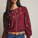 Embroidered Blossom Knit Sweater