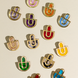 Devin 2 - Red Gold Colorful Acrylic Statement Stud Earrings