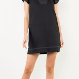 The Millie Dress in Black with White Stitching