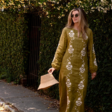 Madison Matthews Sara Maxi Dress in Long Sleeve Bay Leaf Green