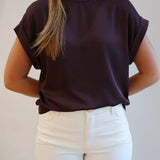 Esqualo Satin Roll-Up Sleeve Top