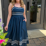 The Penny Dress in Navy and White