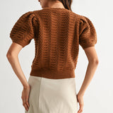 RESTOCKING: TEXTURED PUFF SLEEVE KNIT SWEATER