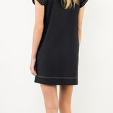The Millie Dress in Black with White Stitching