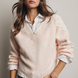 Floral Applique V-Neck Sweater