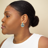 Devin 2 - Navy Blue Gold Acrylic Statement Stud Earrings