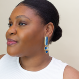 Lanie - Blue Gold Colorful Acrylic Dangle Statement Earrings