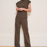 Esqualo Knit Trouser in Chocolate Brown