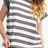 Charcoal Stripe French Terry Knit Top