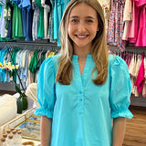 The Isla Top in Cyan Blue