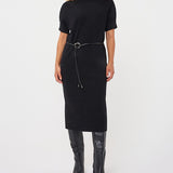 Esqualo Long Knit Dress In Black