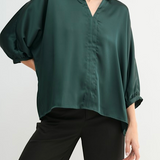 Satin Dolman Sleeve Blouse