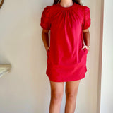 Reverse Pintuck Puff Sleeve Mini Dress