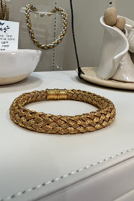 RESTOCKING: Thin Warrior Weave Bangle in Gold