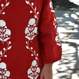 Madison Matthews Sara maxi Dress in Long Sleeve Red Linen