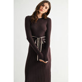 RIBBED MIDI SWEATER DRESS WITH BELT