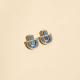 Devin 2 - Navy Blue Gold Acrylic Statement Stud Earrings
