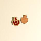 Devin 2 - Red Gold Colorful Acrylic Statement Stud Earrings