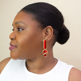Lanie - Red Gold Colorful Acrylic Dangle Statement Earrings