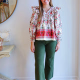 The Reese Paisley Ruffle Blouse